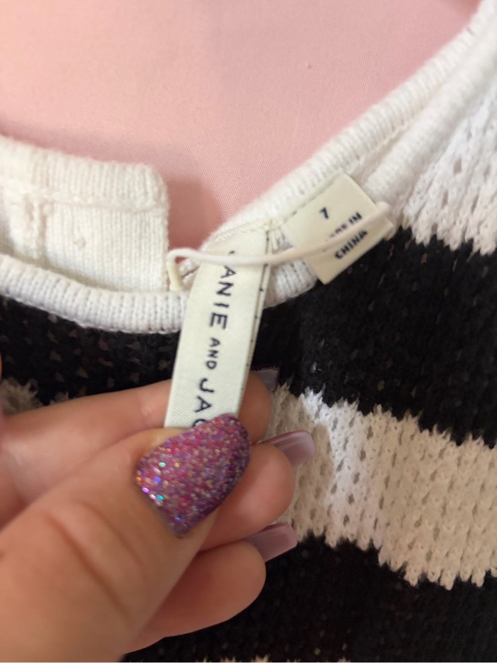 Janie & Jack Girls Black and White Striped Knit Dress - Kids Bottoms size 7 NWOT - Picture 3 of 5